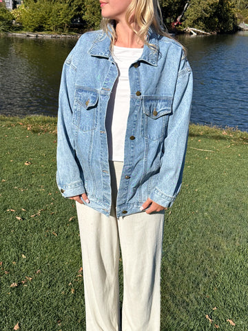 Oversized Denim Jacket for Effortless Layering and Cool Street Style