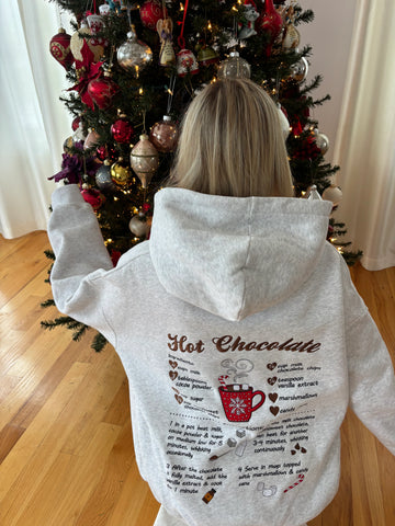 Cozy Hot Chocolate Christmas Embroidery Hoodie for Festive Comfort