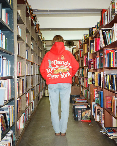 Oversized Red Hoodie with Embroidered NYC Detail for Everyday Luxury