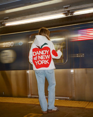 Oversized Heathered Gray Hoodie with Embroidered NYC Street Style