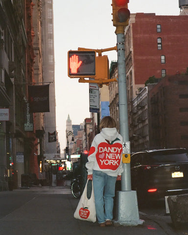 Oversized Heathered Gray Hoodie with Embroidered NYC Street Style