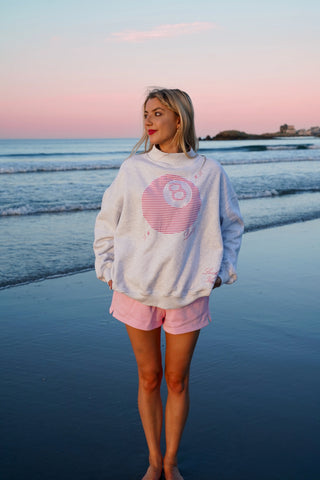 Pearl Grey 8 Ball Embroidered Sweatshirt for Effortless Street Style