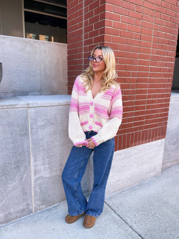 Chunky Knit Pink Cardigan for Cozy Everyday Outfits