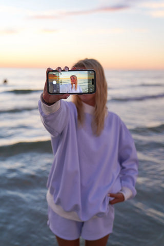 Mini Striped Mockneck Sweatshirt in Blue and White for Effortless Layering
