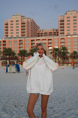 Pastel Quilted Hoodie with Delicate Embroidery for a Dreamy Look