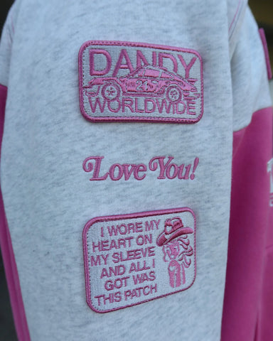 Oversized Pink Hoodie with Faux Suede Patchwork for Effortless Street Style