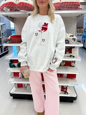 Festive Tipsy Santa Embroidered Sweatshirt for Cozy Holiday Style