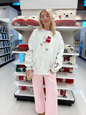 Festive Tipsy Santa Embroidered Sweatshirt for Cozy Holiday Style