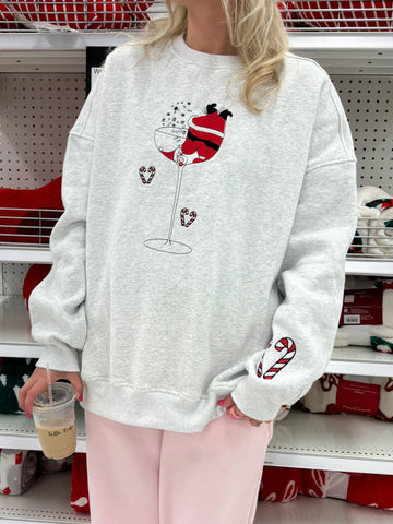 Festive Tipsy Santa Embroidered Sweatshirt for Cozy Holiday Style