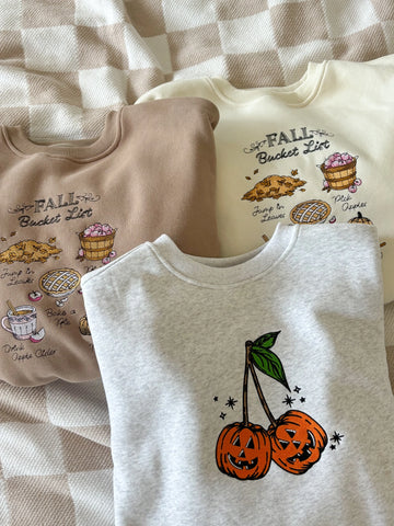Cozy Fall Bucket List Embroidered Sweatshirt for Autumn Adventures