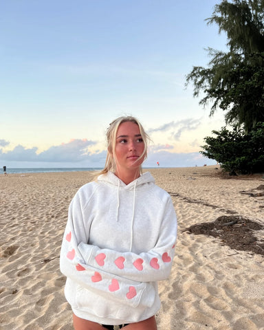 Oversized Hoodie with Heart Sleeve Detail for Cozy Everyday Style