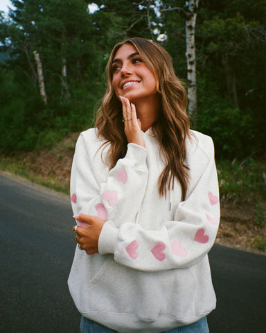 Oversized Hoodie with Heart Sleeve Detail for Cozy Everyday Style