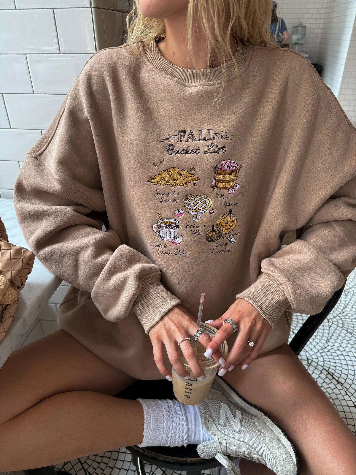 Cozy Fall Bucket List Embroidered Sweatshirt for Autumn Adventures