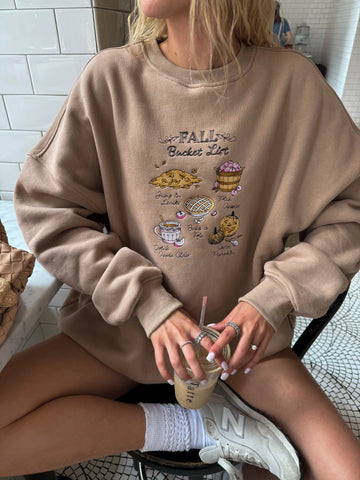 Cozy Fall Bucket List Embroidered Sweatshirt for Autumn Adventures