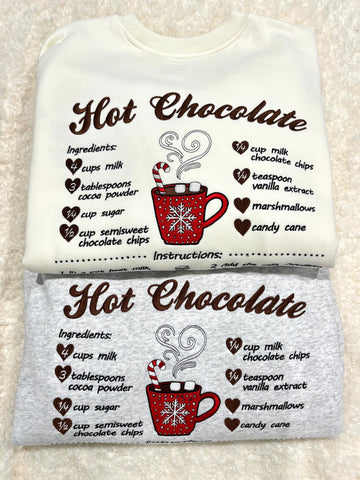 Festive Hot Chocolate Embroidered Sweatshirt for Cozy Christmas Moments
