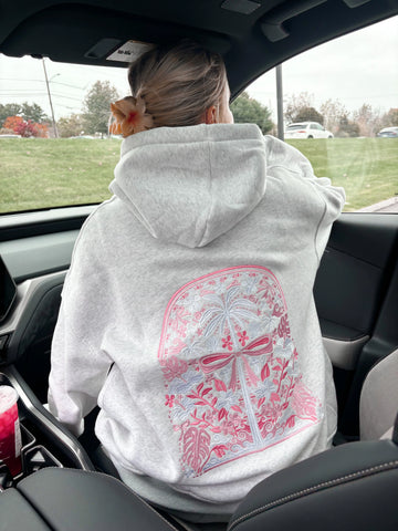 Pearl Grey Palms Hoodie for Effortless Island Vibes