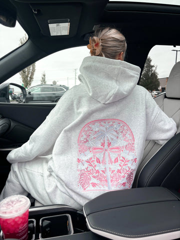 Pearl Grey Palms Hoodie for Effortless Island Vibes