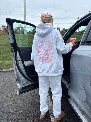 Pearl Grey Palms Hoodie for Effortless Island Vibes