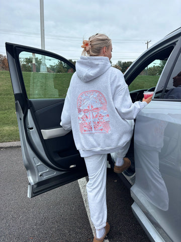 Pearl Grey Palms Hoodie for Effortless Island Vibes