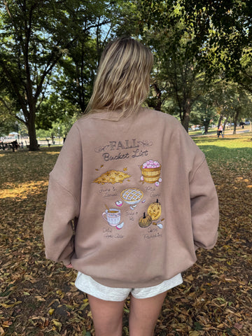 Cozy Fall Bucket List Embroidered Sweatshirt for Autumn Adventures