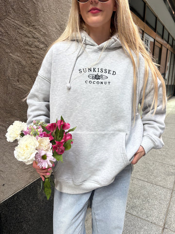 Relaxed Embroidered Hoodie in Soft Grey for Effortless Everyday Style