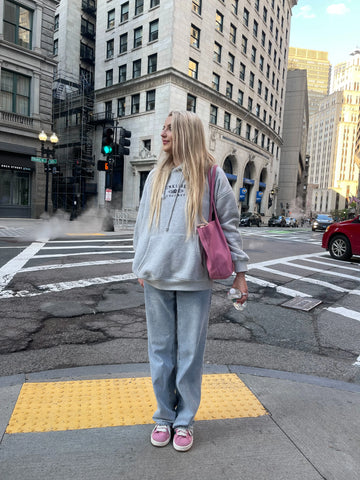 Relaxed Embroidered Hoodie in Soft Grey for Effortless Everyday Style