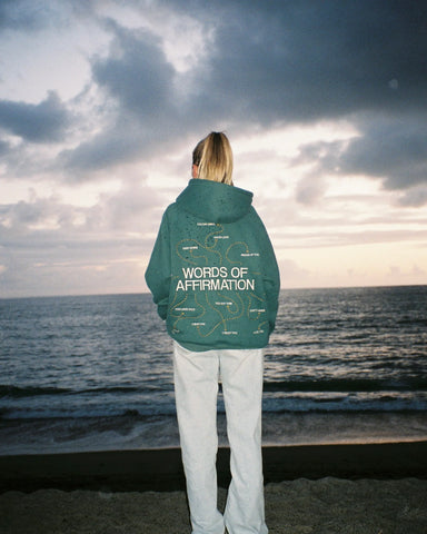 Green Words of Affirmation Oversized Hoodie for Cozy Everyday Style