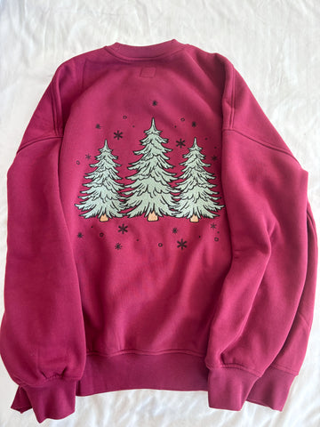 Cozy Embroidered Christmas Sweatshirt with Vintage Red Tree