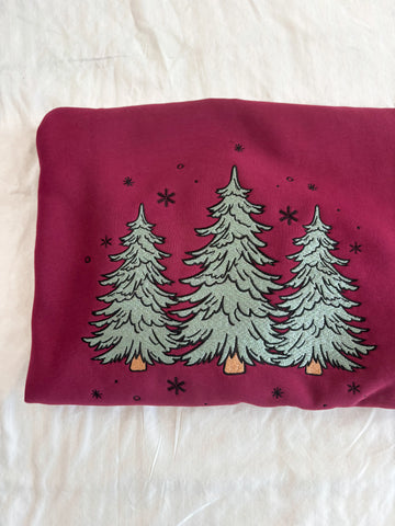 Cozy Embroidered Christmas Sweatshirt with Vintage Red Tree
