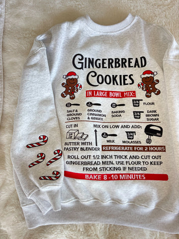Pearl Grey Gingerbread Recipe Embroidered Christmas Sweatshirt for Cozy Holiday Style
