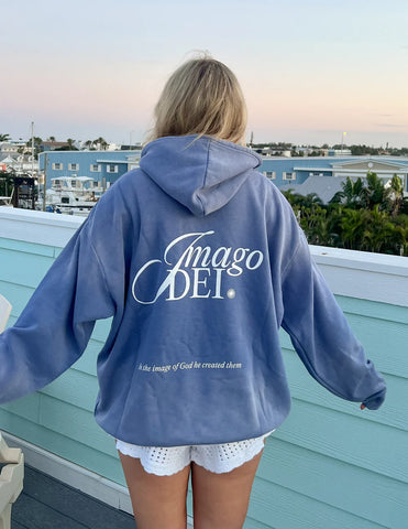 Indigo Oversized Hoodie with Inspirational Imago Dei Design