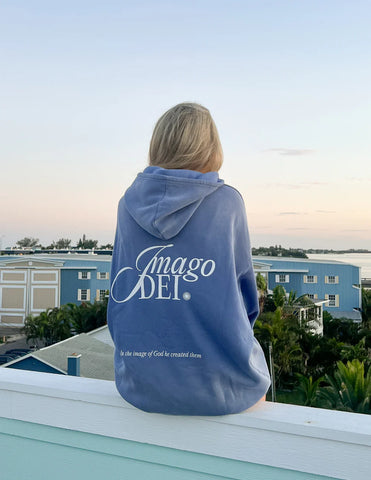 Indigo Oversized Hoodie with Inspirational Imago Dei Design