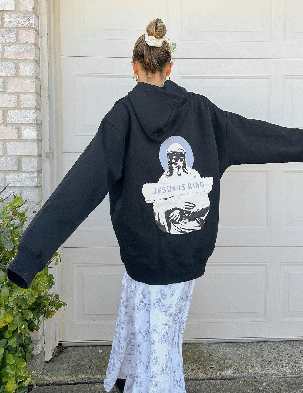 Statement Black Hoodie with Inspirational Scripture Design