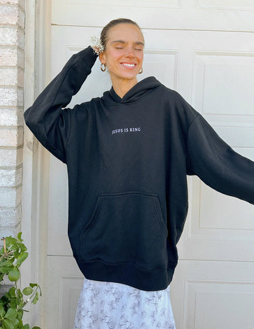 Statement Black Hoodie with Inspirational Scripture Design