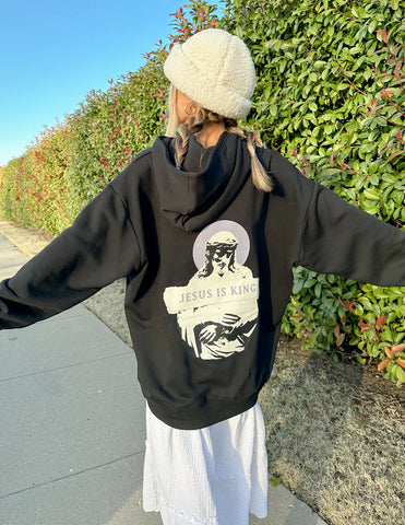 Statement Black Hoodie with Inspirational Scripture Design