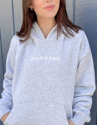 Heather Grey Jesus Is King Unisex Hoodie - Inspirational Streetwear
