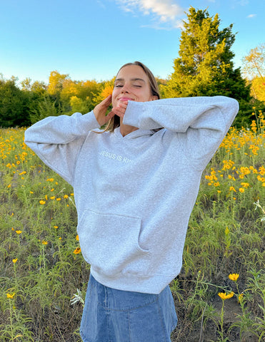 Heather Grey Jesus Is King Unisex Hoodie - Inspirational Streetwear