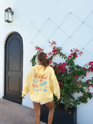 Buttery Yellow Oversized Hoodie for Laid-Back Beach Days and Golden Hour Vibes