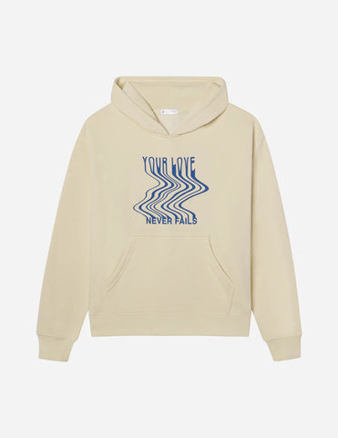 Inspiring Cream Hoodie with Romans 8:38-39 Faith Verse