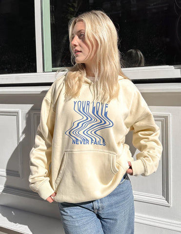 Inspiring Cream Hoodie with Romans 8:38-39 Faith Verse