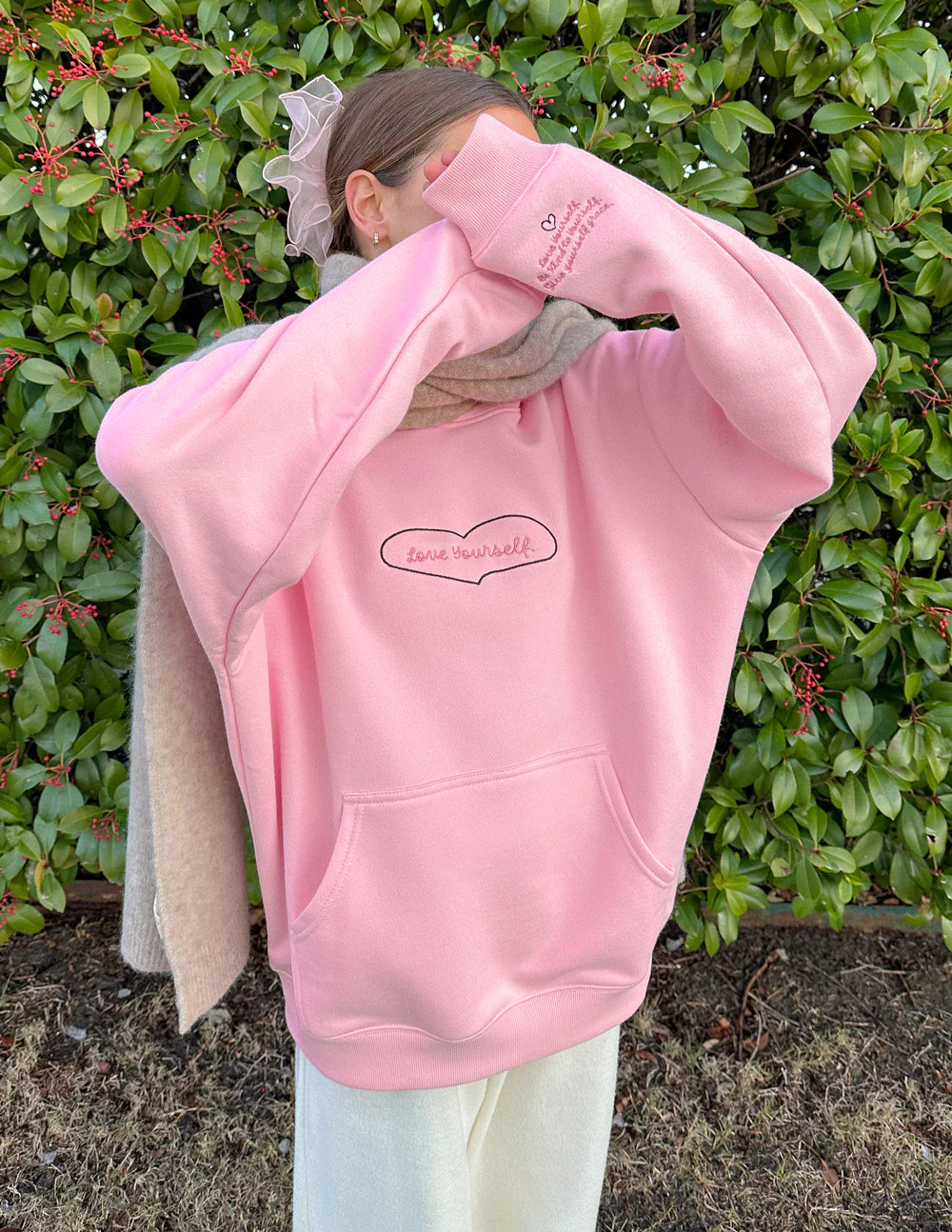 Embroidered Love Yourself Hoodie for Everyday Faith and Comfort