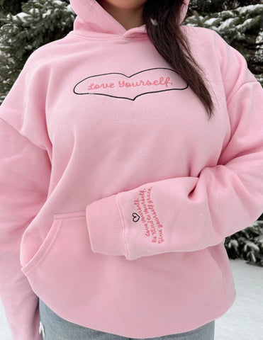 Embroidered Love Yourself Hoodie for Everyday Faith and Comfort