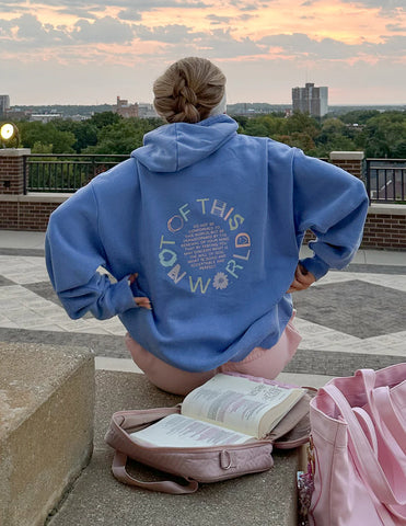 Inspiring Provence Blue Hoodie with Romans 12:2 Scripture