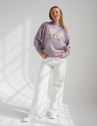 Faithful Statement Hoodie with Floral Appliqué Design