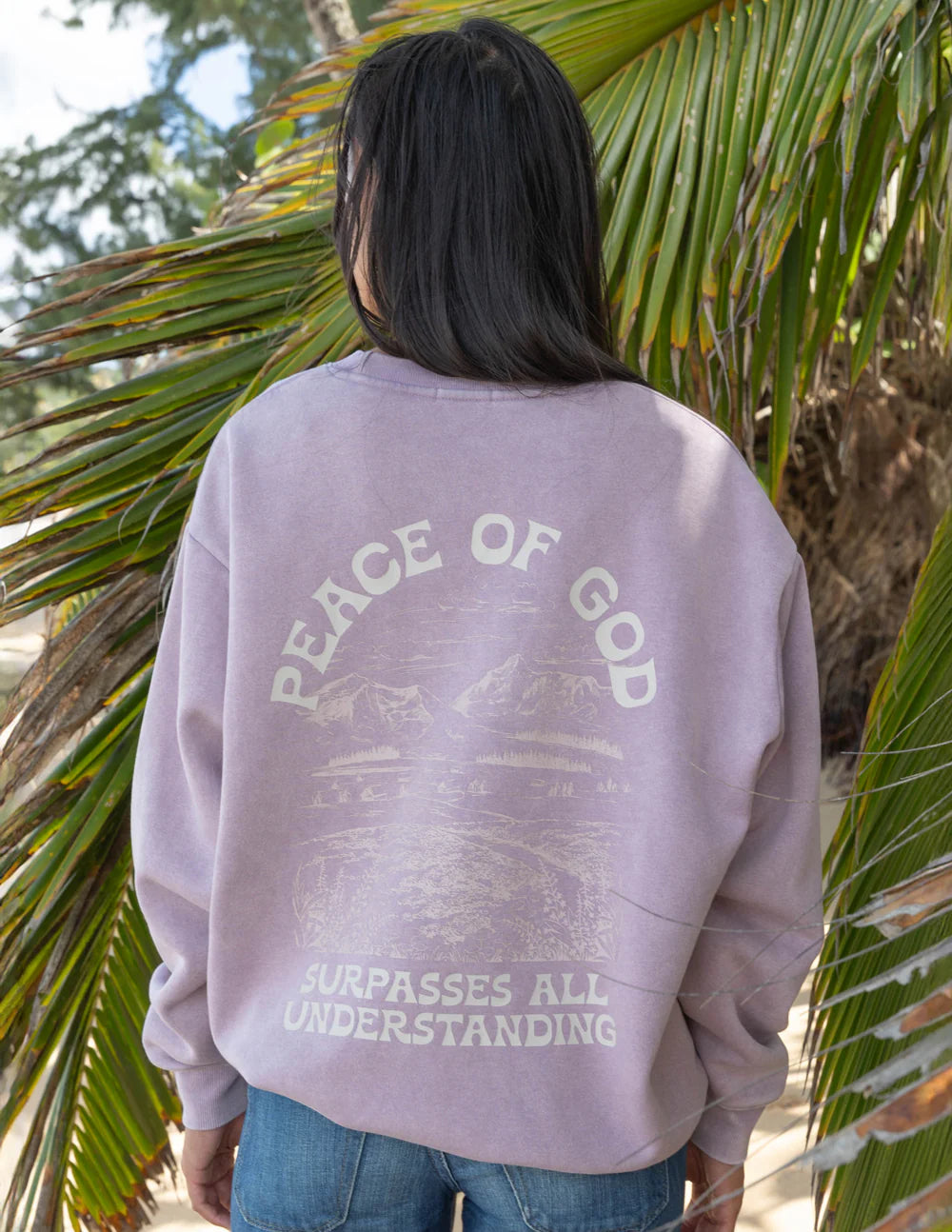 Vintage Orchid Christian Crewneck Sweatshirt with Inspirational Scripture