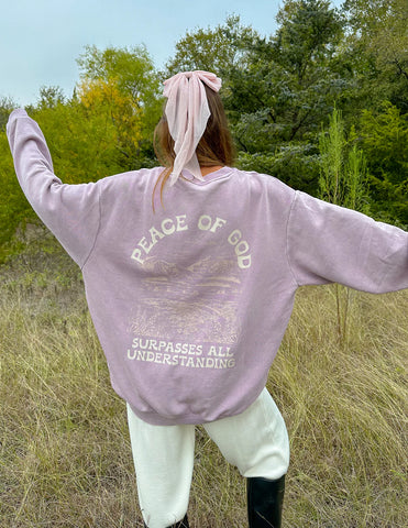 Vintage Orchid Christian Crewneck Sweatshirt with Inspirational Scripture