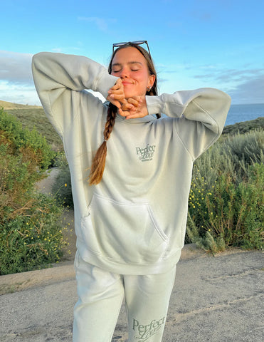 Cozy Marsh Green Hoodie with Inspirational Love Verse