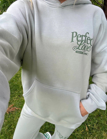 Cozy Marsh Green Hoodie with Inspirational Love Verse