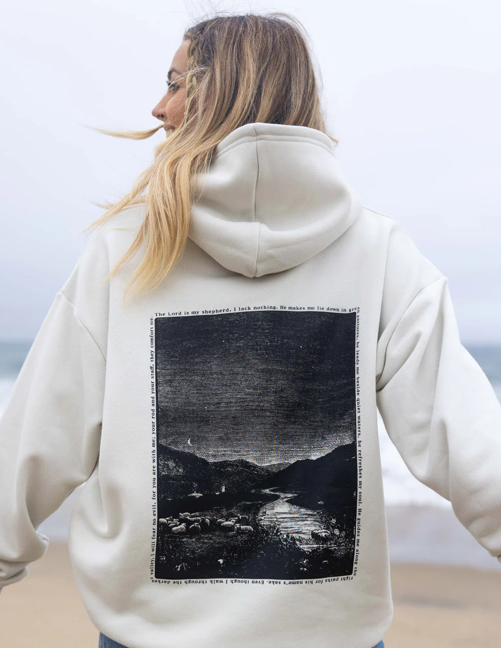 Cozy Faith-Inspired Hoodie with Psalm 23 Scripture