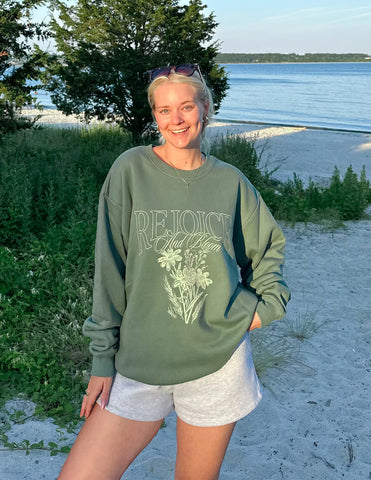 Super Soft Forest Green Crewneck with Inspirational Scripture Design